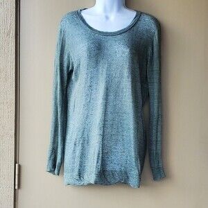 Pure Dkny Womens small Green Sheer Basic Long sleeve Shirt